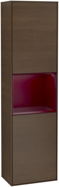 Obrázek VILLEROY BOCH Vysoká skříňka Finion, s osvětlením, 2 dveře, 418 x 1516 x 270 mm, ořechová dýha / matný lak Peony #F470HBGN