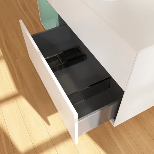 VILLEROY BOCH Finion Waschbeckenunterschrank, mit Beleuchtung, 3 Auszüge, 1200 x 603 x 501 mm, White Matt Lacquer / Olive Matt Lacquer / Glass White Matt #F411GMMT, Bild 7