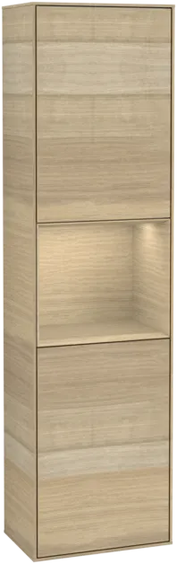 VILLEROY BOCH Finion Tall cabinet, with lighting, 2 doors, 418 x 1516 x 270 mm, Oak Veneer / Oak Veneer #F470PCPC resmi