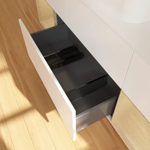 Bild von VILLEROY BOCH Finion Waschbeckenunterschrank, mit Beleuchtung, 4 Auszüge, 1600 x 603 x 501 mm, White Matt Lacquer / Oak Veneer / Glass White Matt #F451PCMT