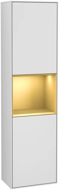 Зображення з  VILLEROY BOCH Finion Tall cabinet, with lighting, 2 doors, 418 x 1516 x 270 mm, White Matt Lacquer / Gold Matt Lacquer #F460HFMT