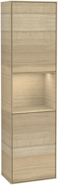 Obrázek VILLEROY BOCH Vysoká skříňka Finion, s osvětlením, 2 dveře, 418 x 1516 x 270 mm, dubová dýha / dubová dýha #F460PCPC