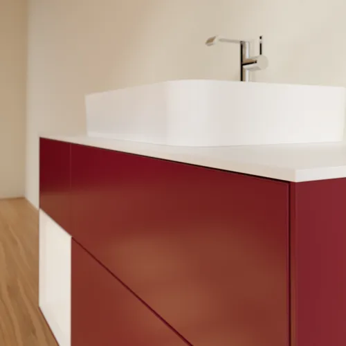 VILLEROY BOCH Finion Waschbeckenunterschrank, mit Beleuchtung, 3 Auszüge, 1200 x 603 x 501 mm, Peony Matt Lacquer / Glossy White Lacquer / Glass White Matt #F411GFHB, Bild 6