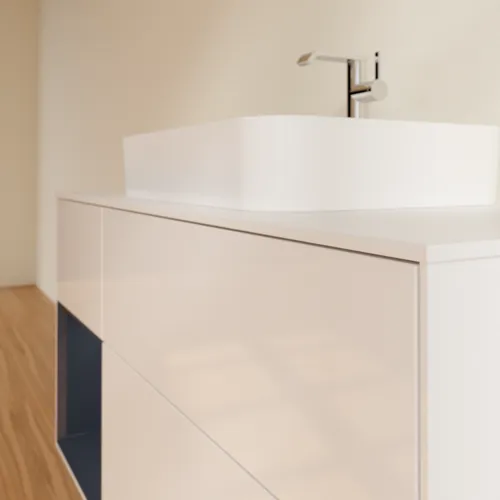 VILLEROY BOCH Finion Waschbeckenunterschrank, mit Beleuchtung, 3 Auszüge, 1200 x 603 x 501 mm, Glossy White Lacquer / Midnight Blue Matt Lacquer / Glass White Matt #F411HGGF, Bild 6