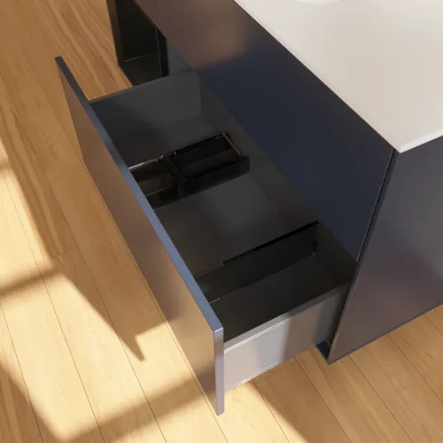 VILLEROY BOCH Finion Waschbeckenunterschrank, mit Beleuchtung, 3 Auszüge, 1200 x 603 x 501 mm, Midnight Blue Matt Lacquer / Black Matt Lacquer / Glass White Matt #F411PDHG, Bild 7