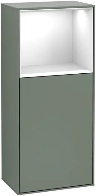 VILLEROY BOCH Finion Side cabinet, with lighting, 1 door, 418 x 936 x 270 mm, Olive Matt Lacquer / Glossy White Lacquer #F500GFGM resmi