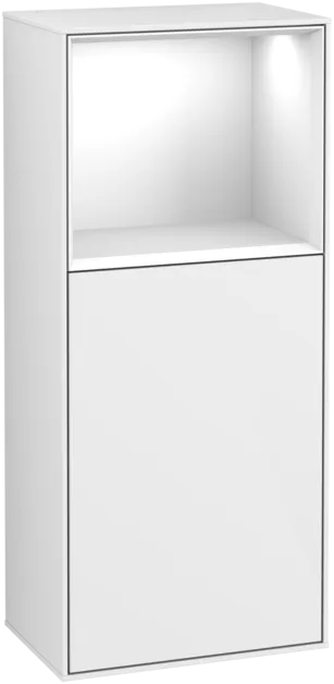 VILLEROY BOCH Finion Side cabinet, with lighting, 1 door, 418 x 936 x 270 mm, Glossy White Lacquer / Glossy White Lacquer #F500GFGF resmi