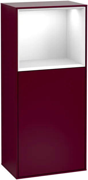 VILLEROY BOCH Finion Side cabinet, with lighting, 1 door, 418 x 936 x 270 mm, Peony Matt Lacquer / Glossy White Lacquer #F500GFHB resmi