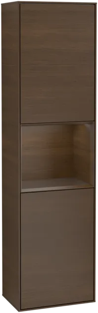 VILLEROY BOCH Finion Tall cabinet, with lighting, 2 doors, 418 x 1516 x 270 mm, Walnut Veneer / Walnut Veneer #F470GNGN resmi