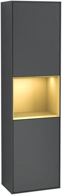 Bild von VILLEROY BOCH Finion Hochschrank, mit Beleuchtung, 2 Türen, 418 x 1516 x 270 mm, Midnight Blue Matt Lacquer / Gold Matt Lacquer #F460HFHG