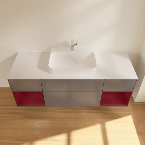 VILLEROY BOCH Finion Waschbeckenunterschrank, mit Beleuchtung, 4 Auszüge, 1600 x 603 x 501 mm, Anthracite Matt Lacquer / Peony Matt Lacquer / Glass White Matt #F451HBGK, Bild 2