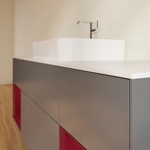 VILLEROY BOCH Finion Waschbeckenunterschrank, mit Beleuchtung, 4 Auszüge, 1600 x 603 x 501 mm, Anthracite Matt Lacquer / Peony Matt Lacquer / Glass White Matt #F451HBGK, Bild 4