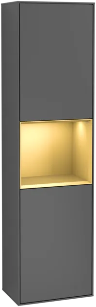 Bild von VILLEROY BOCH Finion Hochschrank, mit Beleuchtung, 2 Türen, 418 x 1516 x 270 mm, Anthracite Matt Lacquer / Gold Matt Lacquer #F460HFGK