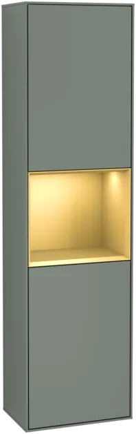 Bild von VILLEROY BOCH Finion Hochschrank, mit Beleuchtung, 2 Türen, 418 x 1516 x 270 mm, Olive Matt Lacquer / Gold Matt Lacquer #F460HFGM