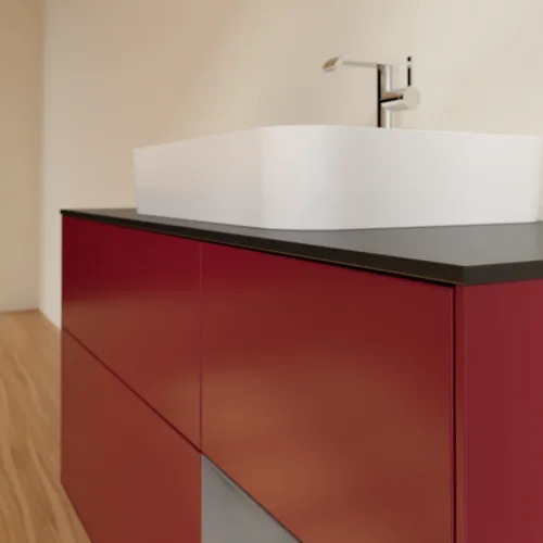 VILLEROY BOCH Finion Waschbeckenunterschrank, mit Beleuchtung, 3 Auszüge, 1200 x 603 x 501 mm, Peony Matt Lacquer / Anthracite Matt Lacquer / Glass Black Matt #F422GKHB, Bild 6