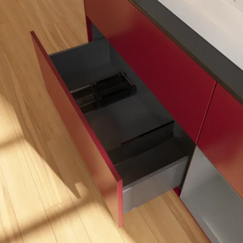 VILLEROY BOCH Finion Waschbeckenunterschrank, mit Beleuchtung, 3 Auszüge, 1200 x 603 x 501 mm, Peony Matt Lacquer / Anthracite Matt Lacquer / Glass Black Matt #F422GKHB, Bild 7
