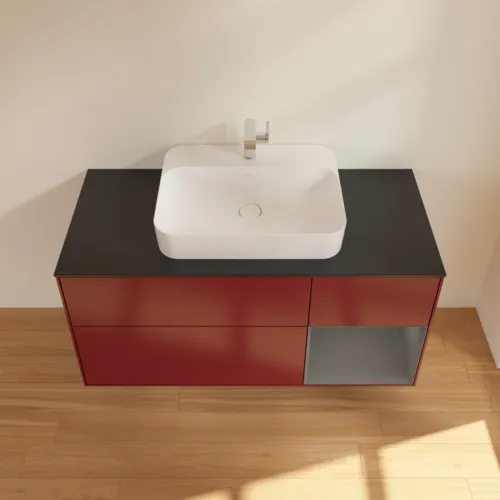 VILLEROY BOCH Finion Waschbeckenunterschrank, mit Beleuchtung, 3 Auszüge, 1200 x 603 x 501 mm, Peony Matt Lacquer / Anthracite Matt Lacquer / Glass Black Matt #F422GKHB, Bild 4