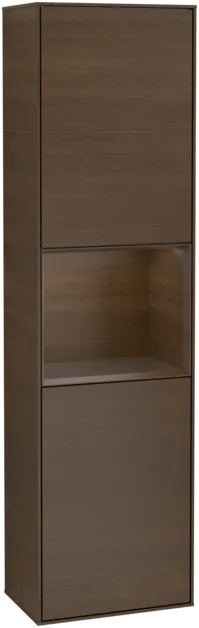 Obrázek VILLEROY BOCH Vysoká skříňka Finion, s osvětlením, 2 dveře, 418 x 1516 x 270 mm, ořechová dýha / ořechová dýha #F460GNGN