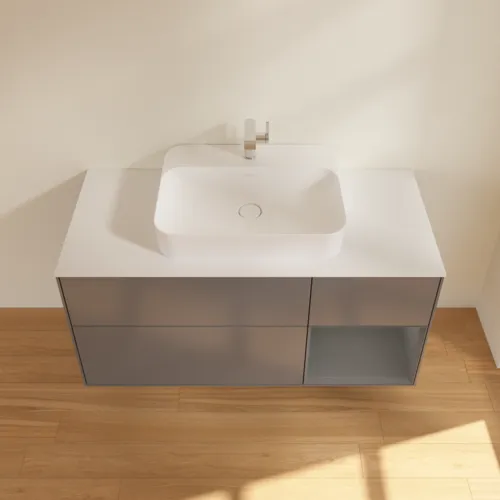 Bild von VILLEROY BOCH Finion Waschbeckenunterschrank, mit Beleuchtung, 3 Auszüge, 1200 x 603 x 501 mm, Anthracite Matt Lacquer / Anthracite Matt Lacquer / Glass White Matt #F421GKGK