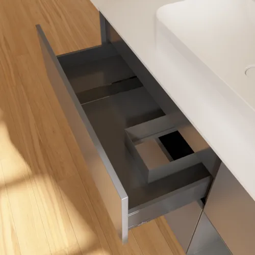 Bild von VILLEROY BOCH Finion Waschbeckenunterschrank, mit Beleuchtung, 3 Auszüge, 1200 x 603 x 501 mm, Anthracite Matt Lacquer / Anthracite Matt Lacquer / Glass White Matt #F421GKGK