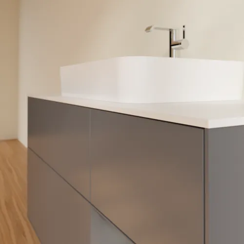 Bild von VILLEROY BOCH Finion Waschbeckenunterschrank, mit Beleuchtung, 3 Auszüge, 1200 x 603 x 501 mm, Anthracite Matt Lacquer / Anthracite Matt Lacquer / Glass White Matt #F421GKGK