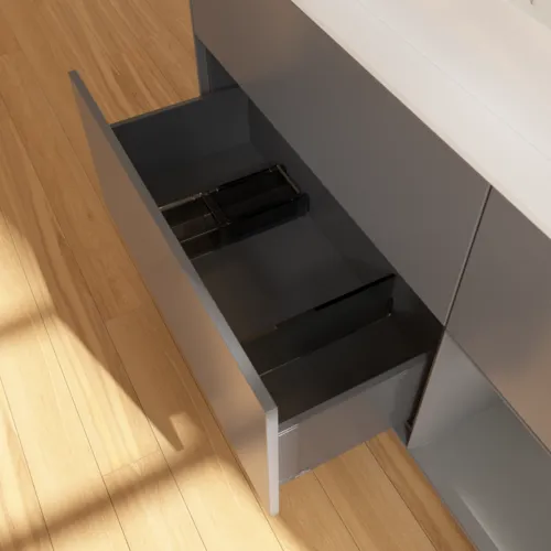 Bild von VILLEROY BOCH Finion Waschbeckenunterschrank, mit Beleuchtung, 3 Auszüge, 1200 x 603 x 501 mm, Anthracite Matt Lacquer / Anthracite Matt Lacquer / Glass White Matt #F421GKGK