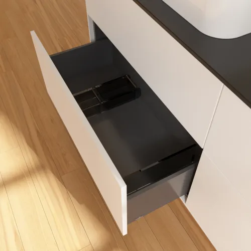 VILLEROY BOCH Finion Waschbeckenunterschrank, 4 Auszüge, 1600 x 603 x 501 mm, White Matt Lacquer / Glass Black Matt #F43200MT, Bild 5