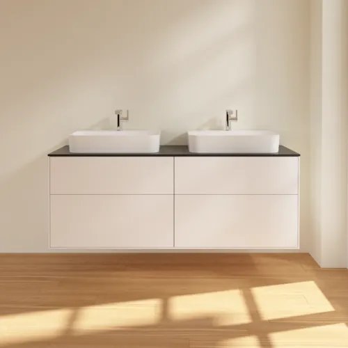 VILLEROY BOCH Finion Waschbeckenunterschrank, 4 Auszüge, 1600 x 603 x 501 mm, White Matt Lacquer / Glass Black Matt #F43200MT, Bild 2