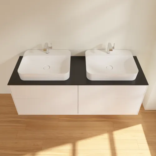 VILLEROY BOCH Finion Waschbeckenunterschrank, 4 Auszüge, 1600 x 603 x 501 mm, White Matt Lacquer / Glass Black Matt #F43200MT, Bild 3