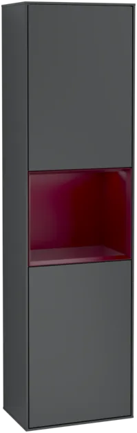 Obrázek VILLEROY BOCH Vysoká skříňka Finion, s osvětlením, 2 dveře, 418 x 1516 x 270 mm, Midnight Blue Matt Lacquer / Peony Matt Lacquer #F460HBHG