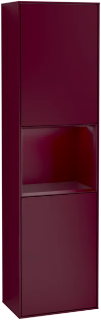 Picture of VILLEROY BOCH Finion Tall cabinet, with lighting, 2 doors, 418 x 1516 x 270 mm, Peony Matt Lacquer / Peony Matt Lacquer #F460HBHB
