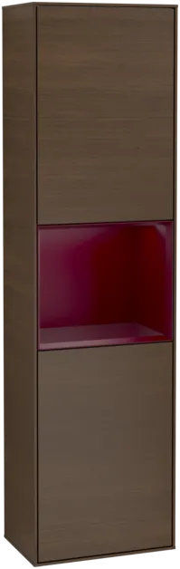 Obrázek VILLEROY BOCH Vysoká skříňka Finion, s osvětlením, 2 dveře, 418 x 1516 x 270 mm, ořechová dýha / matný lak Peony #F460HBGN