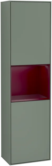 Bild von VILLEROY BOCH Finion Hochschrank, mit Beleuchtung, 2 Türen, 418 x 1516 x 270 mm, Olive Matt Lacquer / Peony Matt Lacquer #F460HBGM
