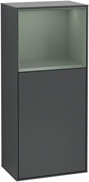 Picture of VILLEROY BOCH Finion Side cabinet, with lighting, 1 door, 418 x 936 x 270 mm, Midnight Blue Matt Lacquer / Olive Matt Lacquer #F500GMHG