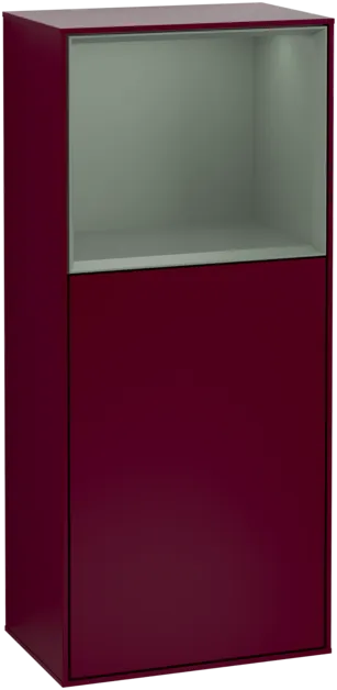 Picture of VILLEROY BOCH Finion Side cabinet, with lighting, 1 door, 418 x 936 x 270 mm, Peony Matt Lacquer / Olive Matt Lacquer #F500GMHB