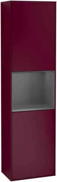 Picture of VILLEROY BOCH Finion Tall cabinet, with lighting, 2 doors, 418 x 1516 x 270 mm, Peony Matt Lacquer / Anthracite Matt Lacquer #F460GKHB