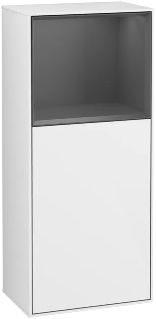 Bild von VILLEROY BOCH Finion Seitenschrank, mit Beleuchtung, 1 Tür, 418 x 936 x 270 mm, Glossy White Lacquer / Anthracite Matt Lacquer #F500GKGF
