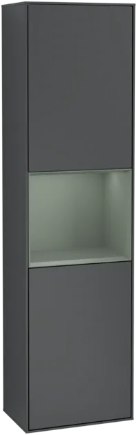 Obrázek VILLEROY BOCH Vysoká skříňka Finion, s osvětlením, 2 dveře, 418 x 1516 x 270 mm, Midnight Blue Matt Lacquer / Olive Matt Lacquer #F460GMHG