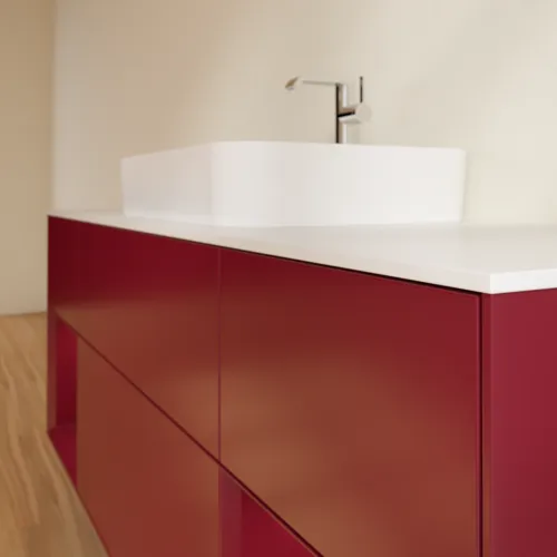 Bild von VILLEROY BOCH Finion Waschbeckenunterschrank, mit Beleuchtung, 4 Auszüge, 1600 x 603 x 501 mm, Peony Matt Lacquer / Peony Matt Lacquer / Glass White Matt #F451HBHB