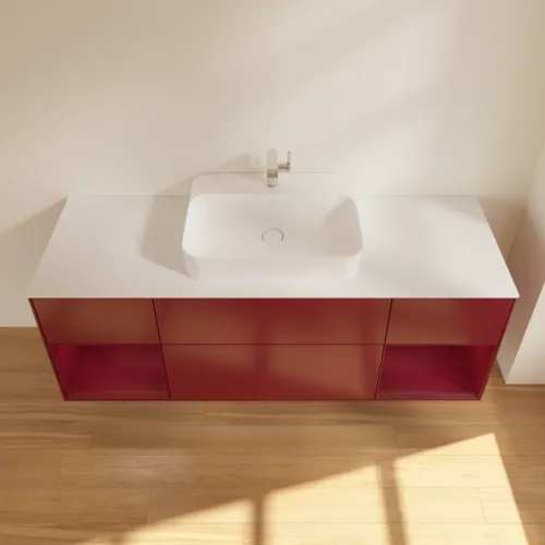 Bild von VILLEROY BOCH Finion Waschbeckenunterschrank, mit Beleuchtung, 4 Auszüge, 1600 x 603 x 501 mm, Peony Matt Lacquer / Peony Matt Lacquer / Glass White Matt #F451HBHB