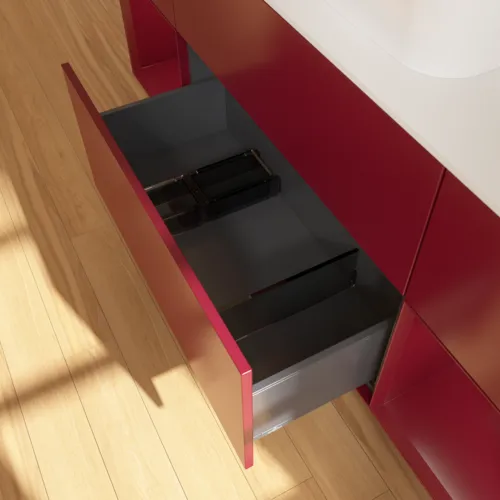 Bild von VILLEROY BOCH Finion Waschbeckenunterschrank, mit Beleuchtung, 4 Auszüge, 1600 x 603 x 501 mm, Peony Matt Lacquer / Peony Matt Lacquer / Glass White Matt #F451HBHB