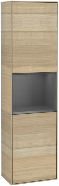 Obrázek VILLEROY BOCH Vysoká skříňka Finion, s osvětlením, 2 dveře, 418 x 1516 x 270 mm, dubová dýha / antracitový matný lak #F460GKPC