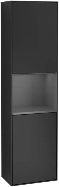 Bild von VILLEROY BOCH Finion Hochschrank, mit Beleuchtung, 2 Türen, 418 x 1516 x 270 mm, Black Matt Lacquer / Anthracite Matt Lacquer #F460GKPD