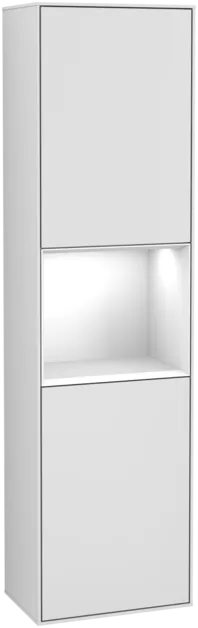 Bild von VILLEROY BOCH Finion Hochschrank, mit Beleuchtung, 2 Türen, 418 x 1516 x 270 mm, White Matt Lacquer / Glossy White Lacquer #F470GFMT