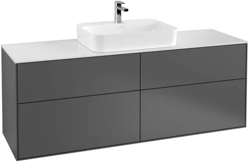Obrázek VILLEROY BOCH Finion Vanity unit, with lighting, 4 pull-out compartments, 1600 x 603 x 501 mm, Anthracite Matt Lacquer / Glass White Matt #G44100GK