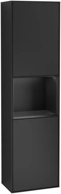 Obrázek VILLEROY BOCH Vysoká skříňka Finion, s osvětlením, 2 dveře, 418 x 1516 x 270 mm, černý matný lak / černý matný lak #F470PDPD