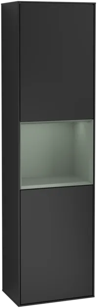 Obrázek VILLEROY BOCH Vysoká skříňka Finion, s osvětlením, 2 dveře, 418 x 1516 x 270 mm, černý matný lak / olivový matný lak #F460GMPD