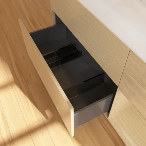 VILLEROY BOCH Finion Waschbeckenunterschrank, mit Beleuchtung, 3 Auszüge, 1200 x 603 x 501 mm, Oak Veneer / Oak Veneer / Glass White Matt #F421PCPC, Bild 7
