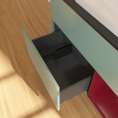 Bild von VILLEROY BOCH Finion Waschbeckenunterschrank, mit Beleuchtung, 2 Auszüge, 1000 x 603 x 501 mm, Olive Matt Lacquer / Peony Matt Lacquer / Glass Black Matt #F662HBGM