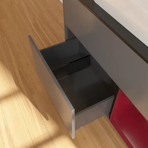 VILLEROY BOCH Finion Waschbeckenunterschrank, mit Beleuchtung, 2 Auszüge, 1000 x 603 x 501 mm, Anthracite Matt Lacquer / Peony Matt Lacquer / Glass Black Matt #F662HBGK, Bild 7